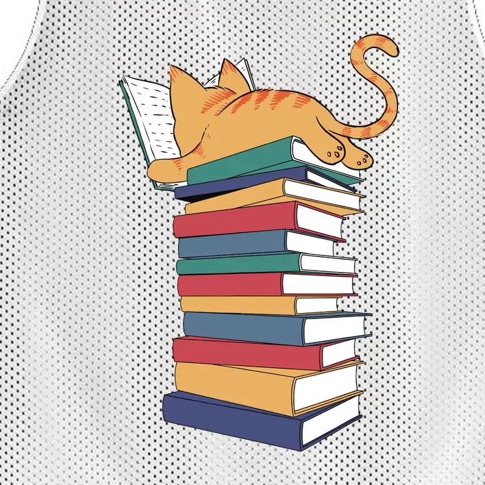 Cute Cat Reading Books Kitten Kitty Lover Reader Mesh Reversible Basketball Jersey Tank