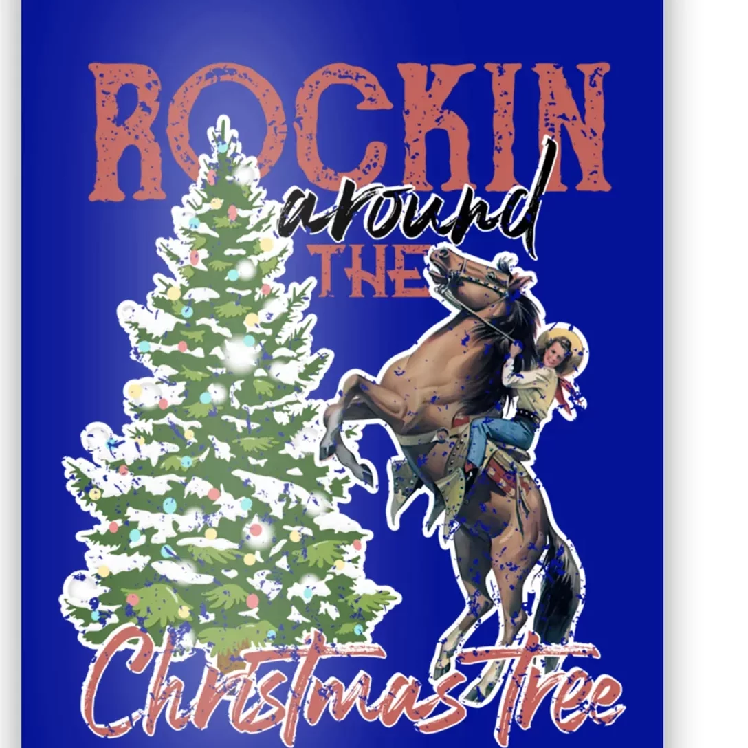 Cool Cow Rockin Around Christmas Tree Ladies Gift Poster