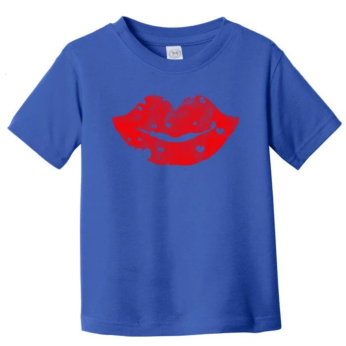 Cute Cloudy Red Lips Great Gift Hearts Distressed Valentine's Day Gift Toddler T-Shirt