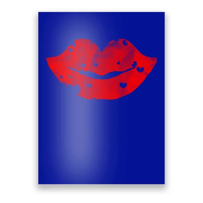 Cute Cloudy Red Lips Great Gift Hearts Distressed Valentine's Day Cute Gift Poster