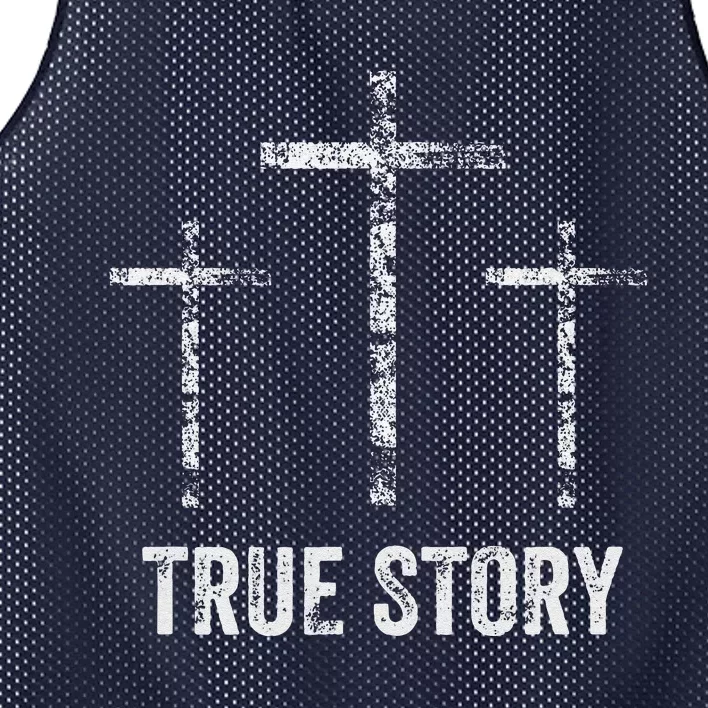 Christian Christmas Resurrection Day Jesus Three Crosses Mesh Reversible Basketball Jersey Tank