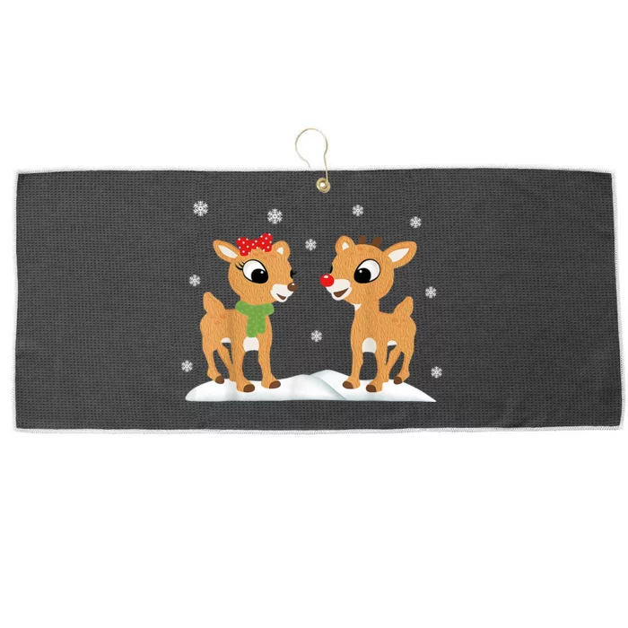 Cute Christmas Reindeers Large Microfiber Waffle Golf Towel