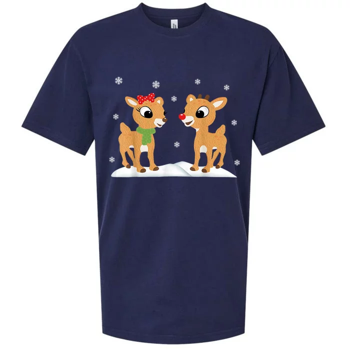 Cute Christmas Reindeers Sueded Cloud Jersey T-Shirt