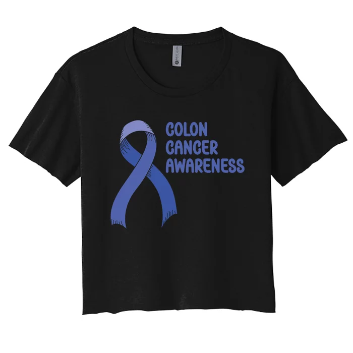 Colon Cancer Ribbon Women's Crop Top Tee