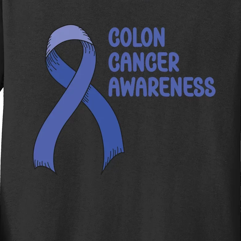 Colon Cancer Ribbon Kids Long Sleeve Shirt