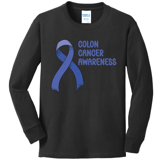 Colon Cancer Ribbon Kids Long Sleeve Shirt