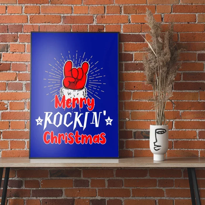 Christmas Cool Rock And Roll Santa Hand Merry Rockin Xmas Funny Gift Poster