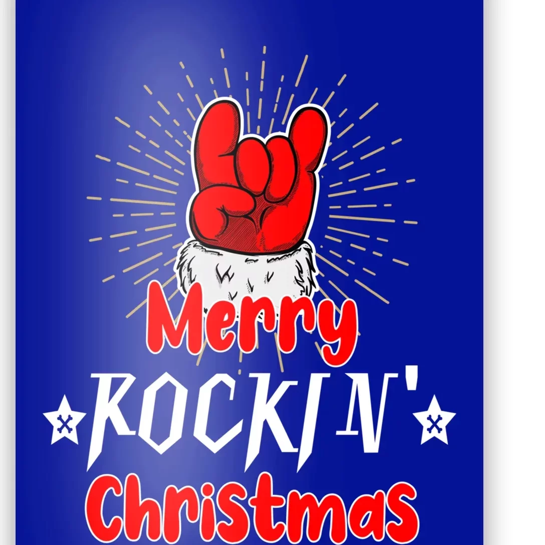 Christmas Cool Rock And Roll Santa Hand Merry Rockin Xmas Funny Gift Poster