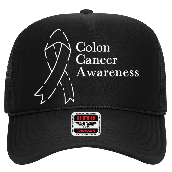 Colon Cancer Ribbon Black Version High Crown Mesh Trucker Hat