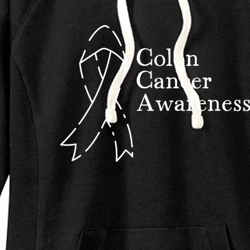 Colon Cancer Ribbon Black Version Women's Fleece Hoodie