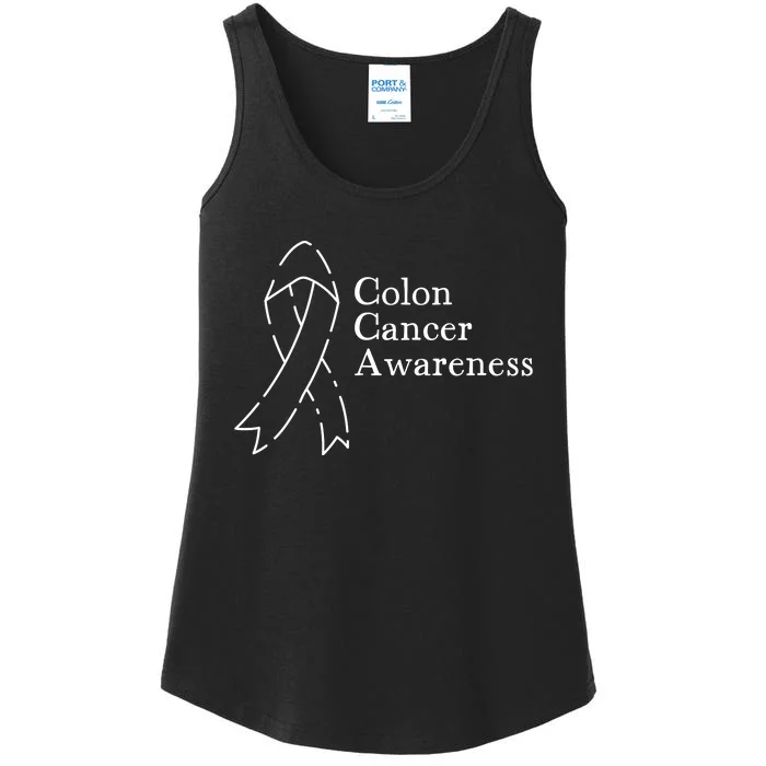 Colon Cancer Ribbon Black Version Ladies Essential Tank