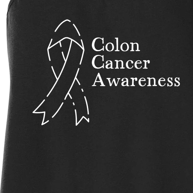 Colon Cancer Ribbon Black Version Women's Racerback Tank