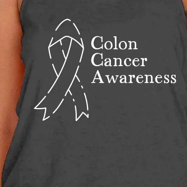 Colon Cancer Ribbon Black Version Women's Knotted Racerback Tank