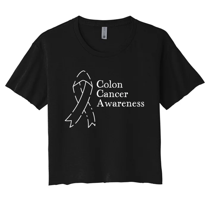 Colon Cancer Ribbon Black Version Women's Crop Top Tee