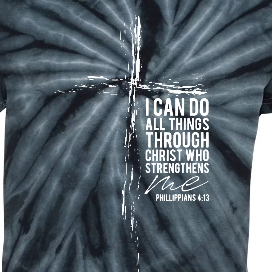 Christian Cross Religious Bible Verse Scripture Philippians Christian Kids Tie-Dye T-Shirt