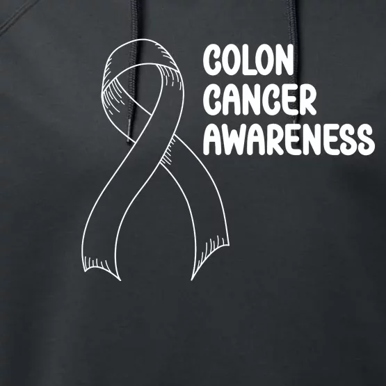 Colon Cancer Ribbon Black Version Performance Fleece Hoodie