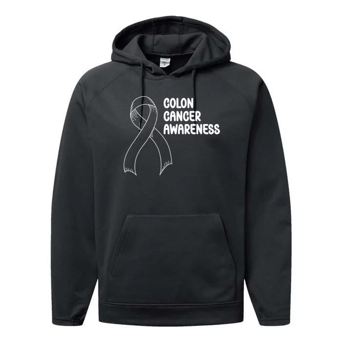 Colon Cancer Ribbon Black Version Performance Fleece Hoodie