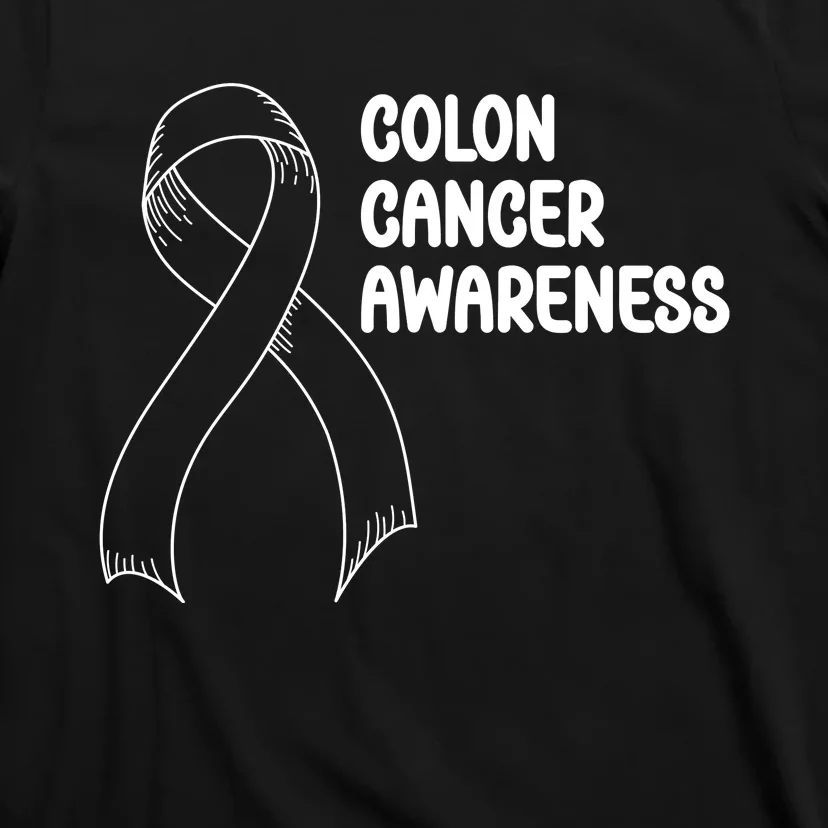 Colon Cancer Ribbon Black Version T-Shirt