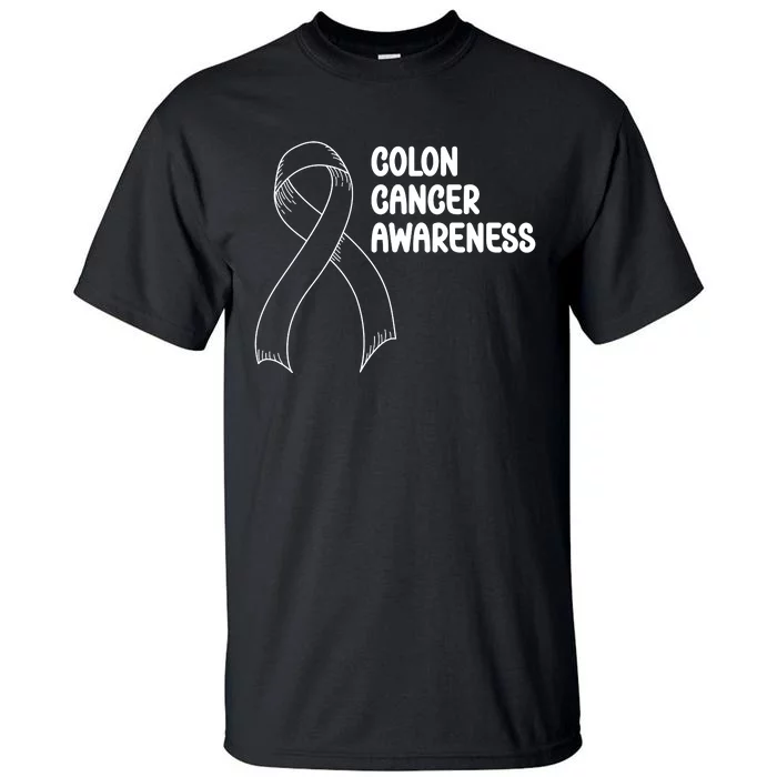 Colon Cancer Ribbon Black Version Tall T-Shirt