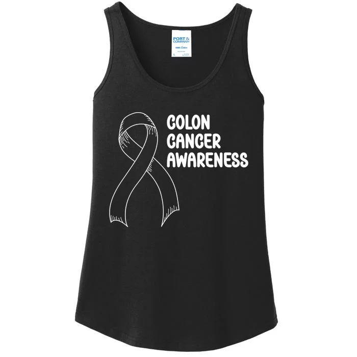 Colon Cancer Ribbon Black Version Ladies Essential Tank