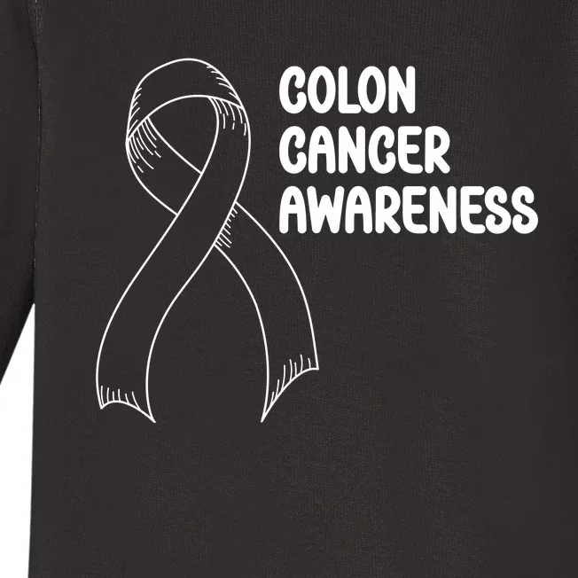 Colon Cancer Ribbon Black Version Baby Long Sleeve Bodysuit