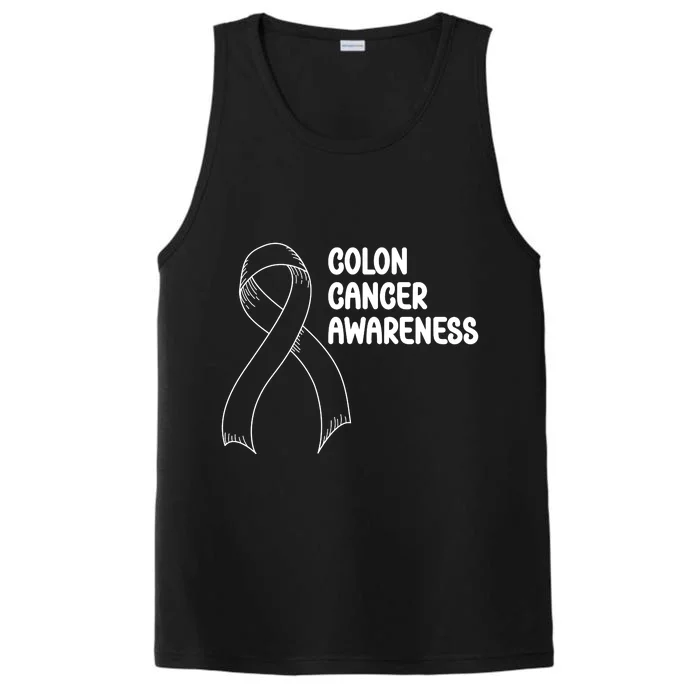 Colon Cancer Ribbon Black Version Performance Tank