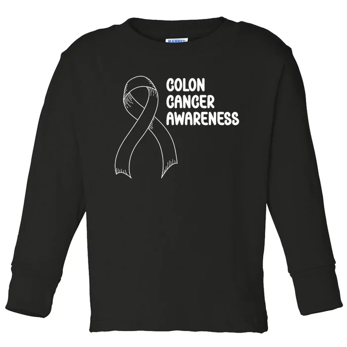 Colon Cancer Ribbon Black Version Toddler Long Sleeve Shirt