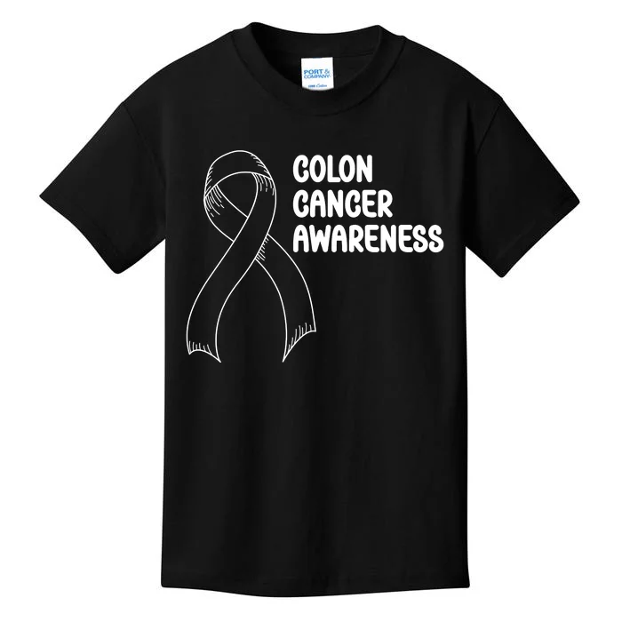 Colon Cancer Ribbon Black Version Kids T-Shirt