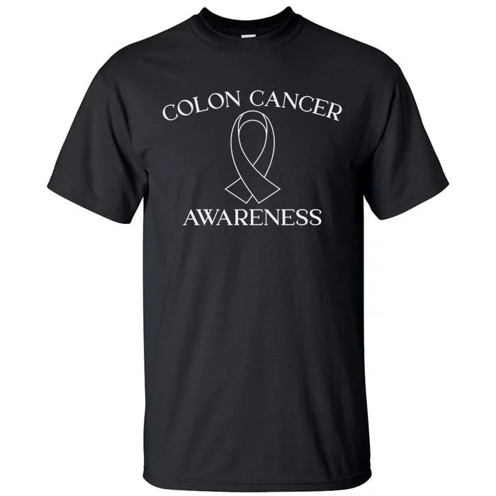 Colon Cancer Ribbon Black Version Tall T-Shirt