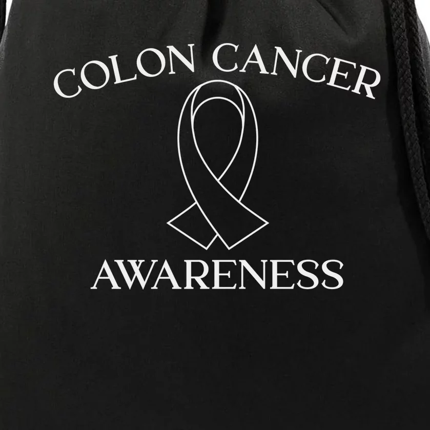 Colon Cancer Ribbon Black Version Drawstring Bag