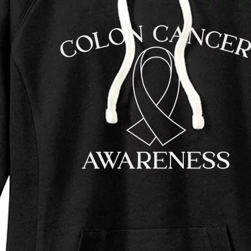 Colon Cancer Ribbon Black Version Women's Fleece Hoodie