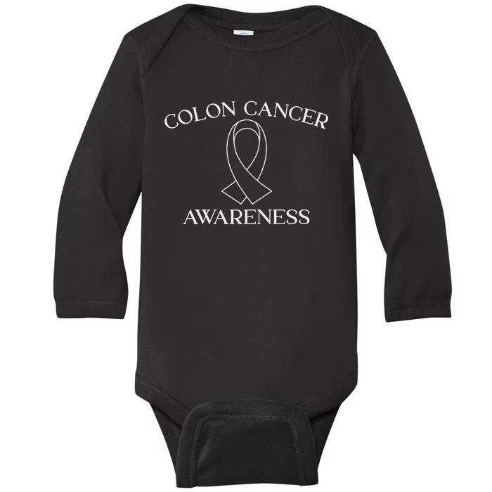 Colon Cancer Ribbon Black Version Baby Long Sleeve Bodysuit