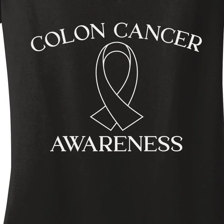 Colon Cancer Ribbon Black Version Women's V-Neck T-Shirt