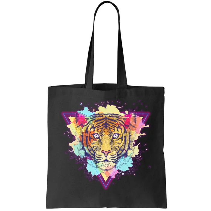 Cool Cute Retro 80s Watercolor Tiger Tote Bag