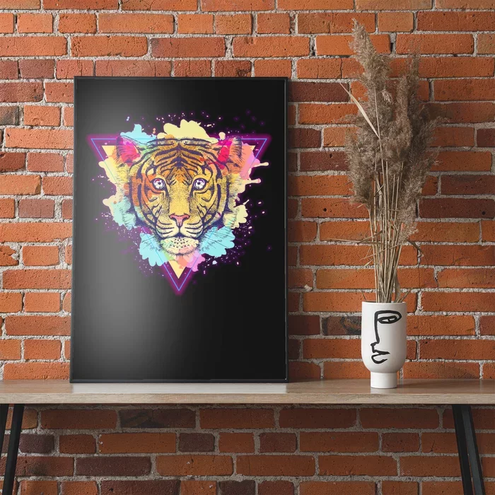 Cool Cute Retro 80s Watercolor Tiger Poster