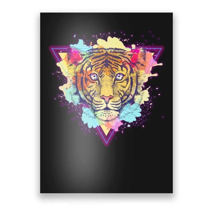 Cool Cute Retro 80s Watercolor Tiger Poster