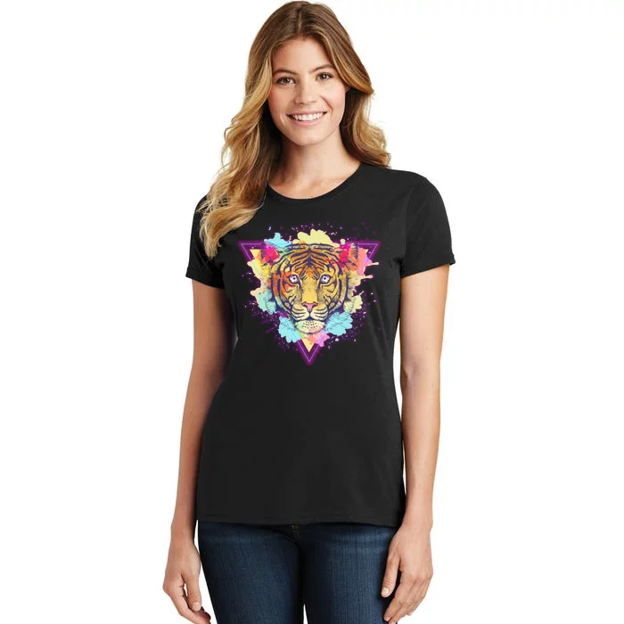 Cool Cute Retro 80s Watercolor Tiger Women's T-Shirt