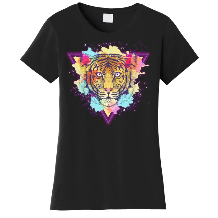 Cool Cute Retro 80s Watercolor Tiger Women's T-Shirt