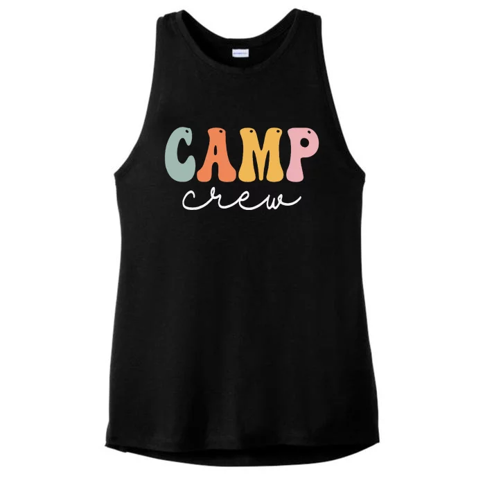 Camp Crew Retro Groovy Vintage Happy First Day Of School Ladies Tri-Blend Wicking Tank