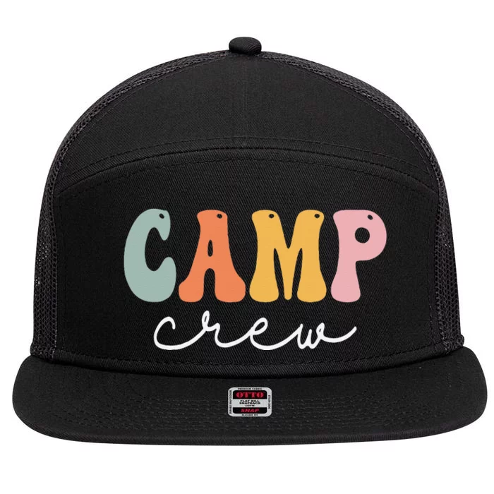 Camp Crew Retro Groovy Vintage Happy First Day Of School 7 Panel Mesh Trucker Snapback Hat