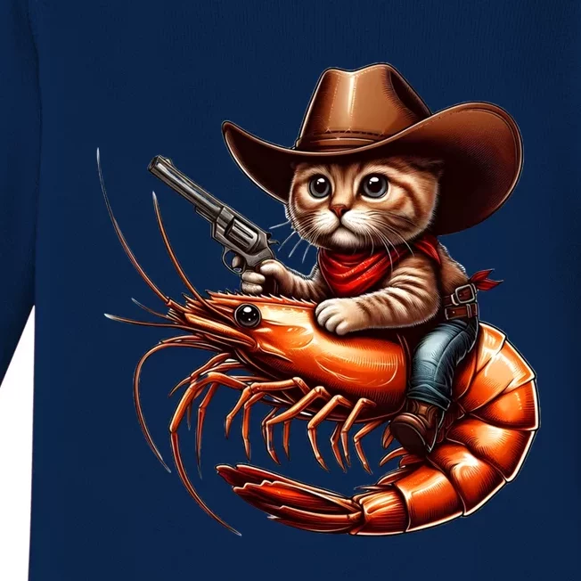 Cat Cow Riding A Shrimp Great Gift Baby Long Sleeve Bodysuit