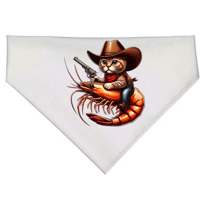 Cat Cow Riding A Shrimp Great Gift USA-Made Doggie Bandana