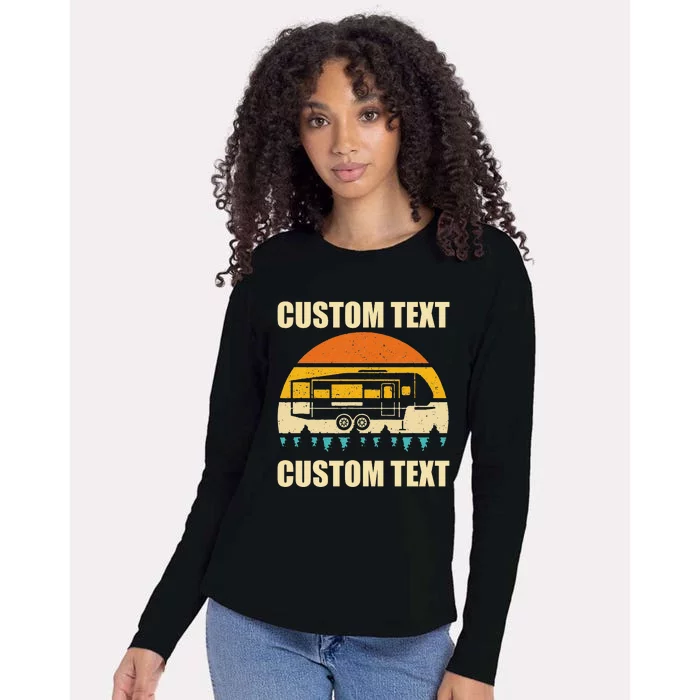 Custom Camper Rv Camping Road Trip Personalize Text Womens Cotton Relaxed Long Sleeve T-Shirt