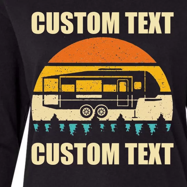 Custom Camper Rv Camping Road Trip Personalize Text Womens Cotton Relaxed Long Sleeve T-Shirt