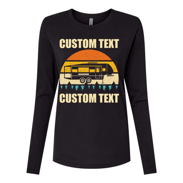 Custom Camper Rv Camping Road Trip Personalize Text Womens Cotton Relaxed Long Sleeve T-Shirt