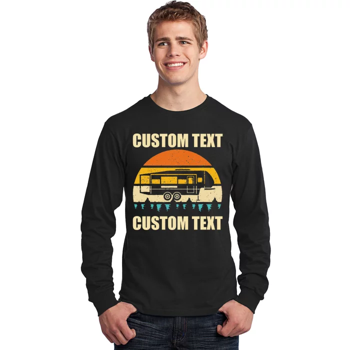 Custom Camper Rv Camping Road Trip Personalize Text Long Sleeve Shirt