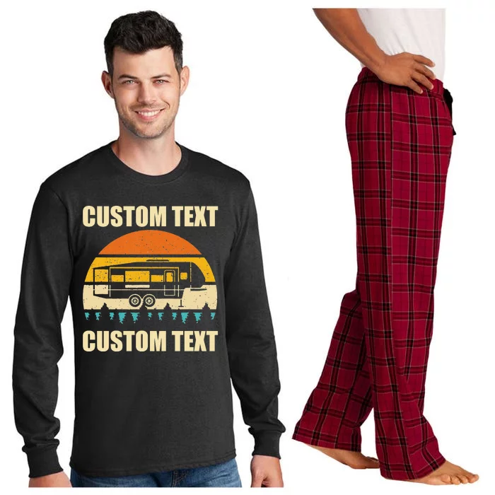 Custom Camper Rv Camping Road Trip Personalize Text Long Sleeve Pajama Set