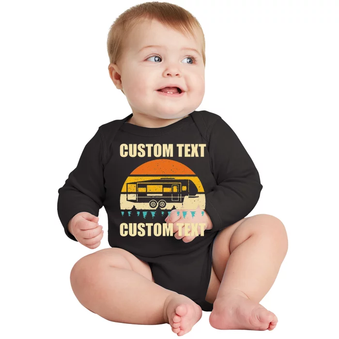 Custom Camper Rv Camping Road Trip Personalize Text Baby Long Sleeve Bodysuit