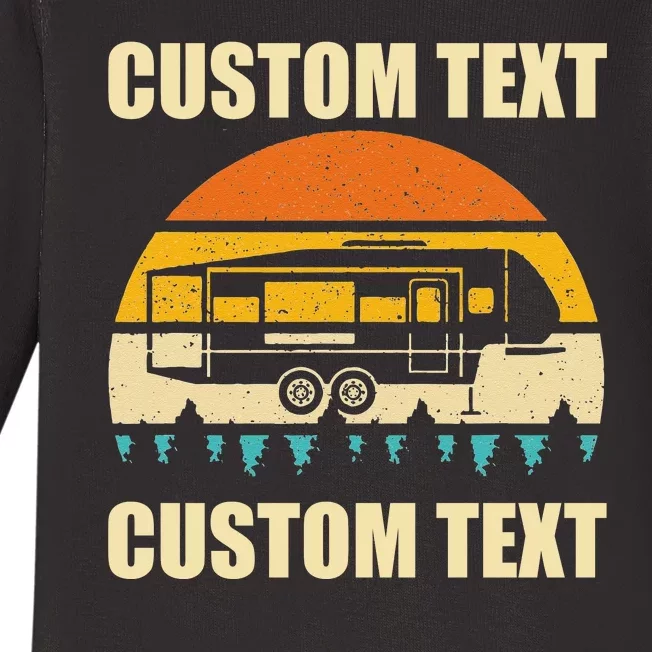 Custom Camper Rv Camping Road Trip Personalize Text Baby Long Sleeve Bodysuit