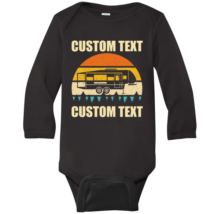 Custom Camper Rv Camping Road Trip Personalize Text Baby Long Sleeve Bodysuit